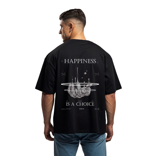 Playera Oversize Negra Happiness